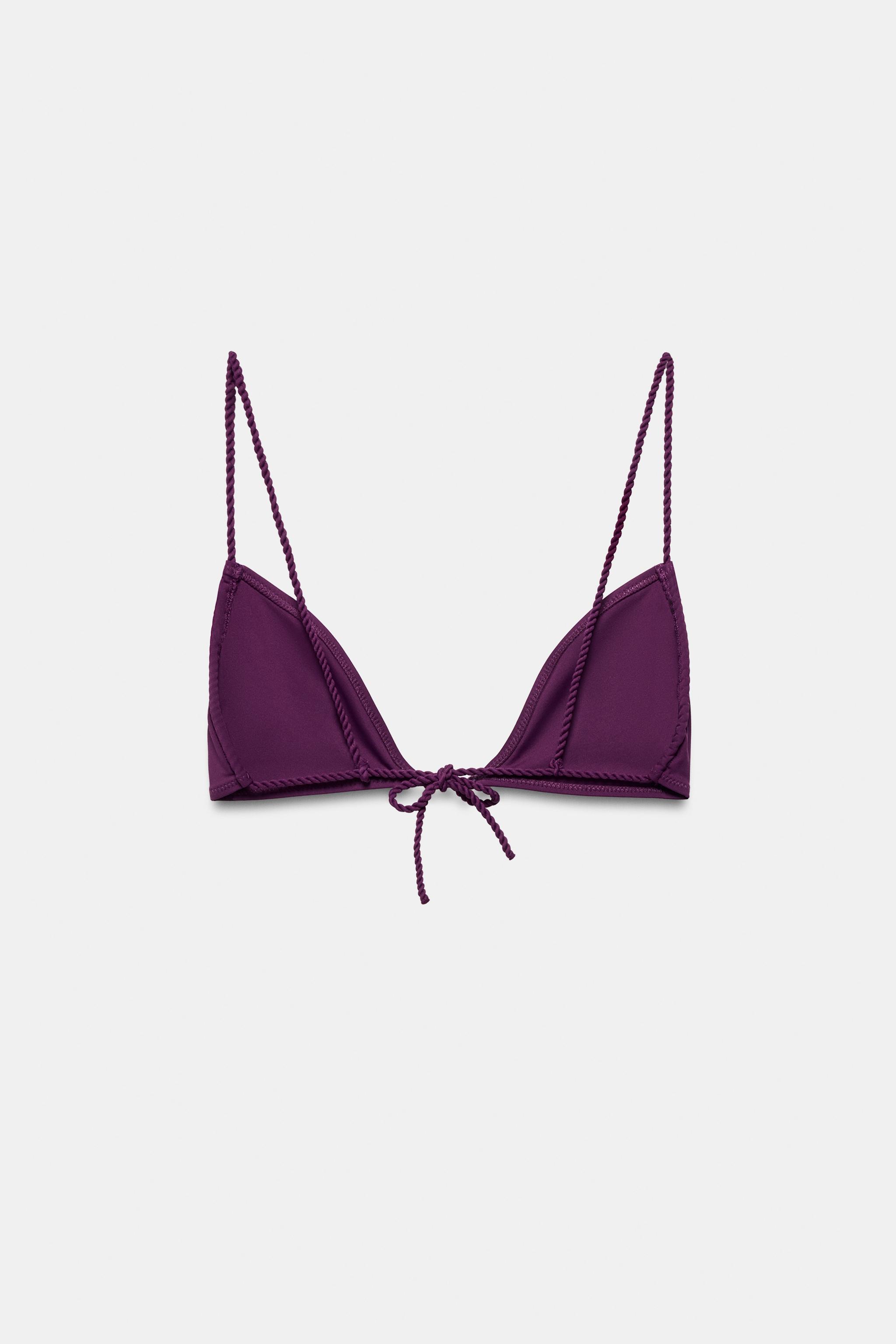 METALLIC DETAIL TRIANGLE BIKINI TOP